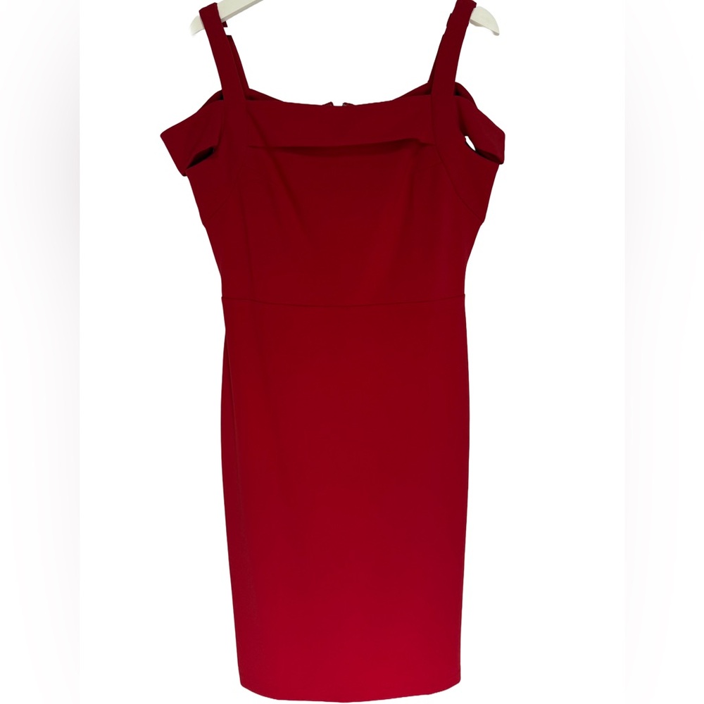 NEW Beige by eci Striking Red Cold Shoulder Midi Dress